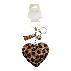 Leopard Print Heart Keychain